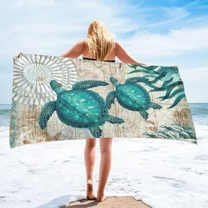 Xtra large beach towel Microfiber absorbent turtle print 35”x70”